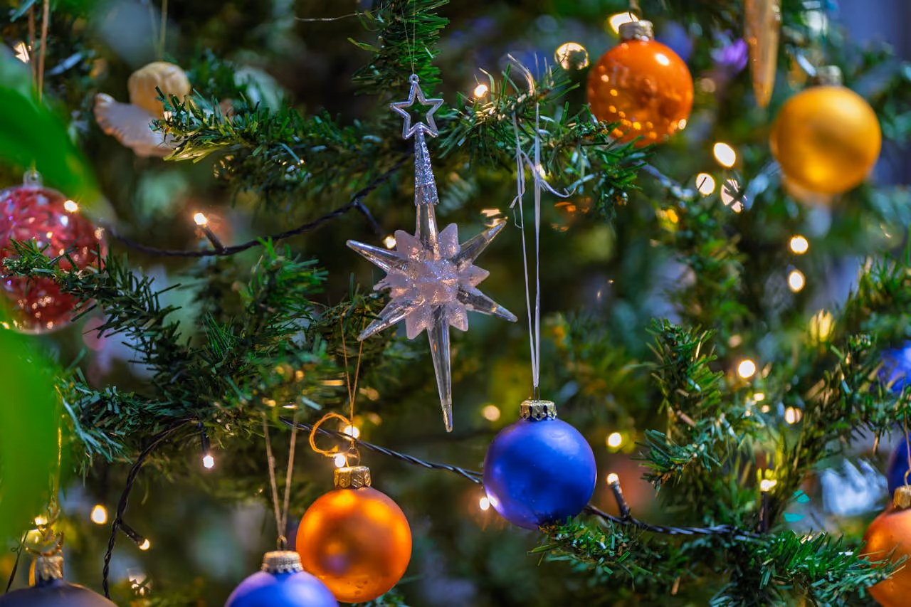 ornaments on a Christmas tree
