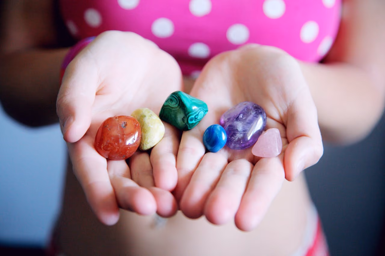 colorful stones representing the different chakras