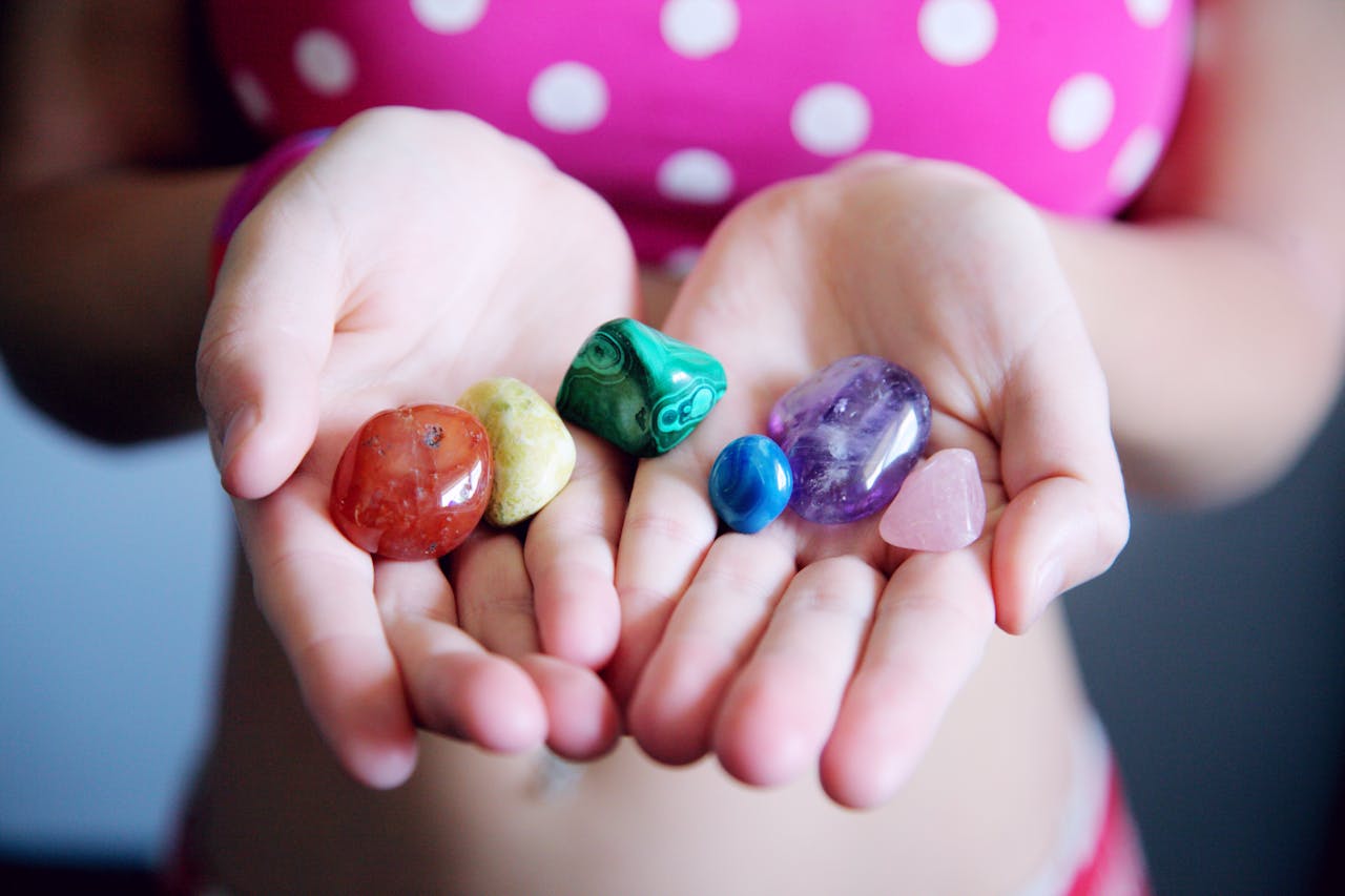 colorful stones representing the different chakras