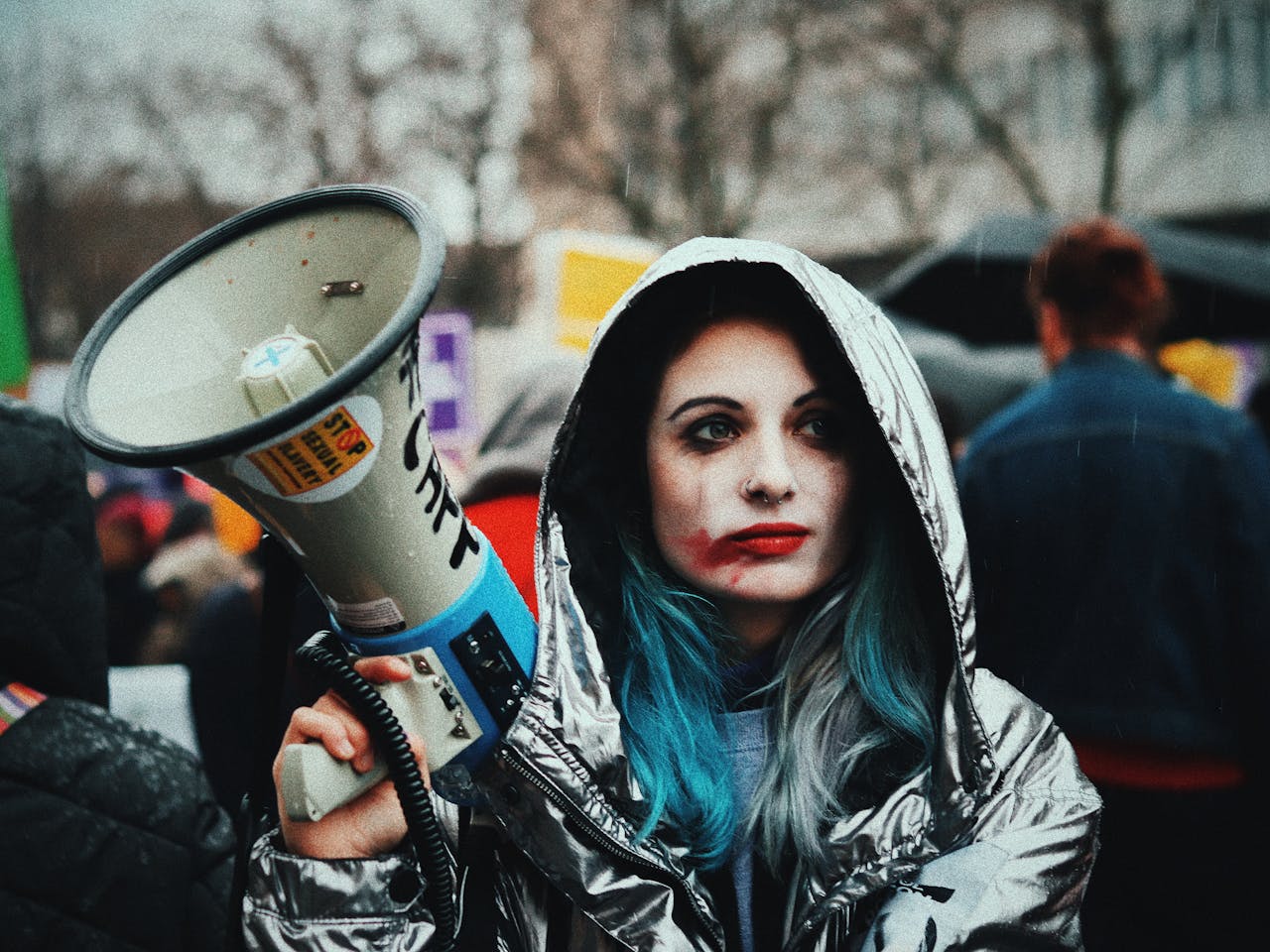 Feminist holding a megaphone