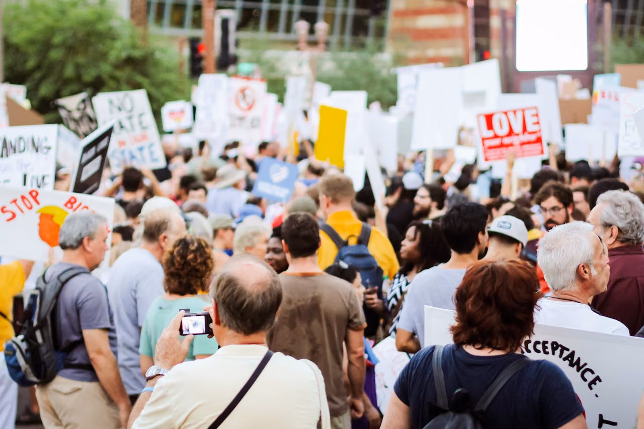 Protestors gather in a display of activism