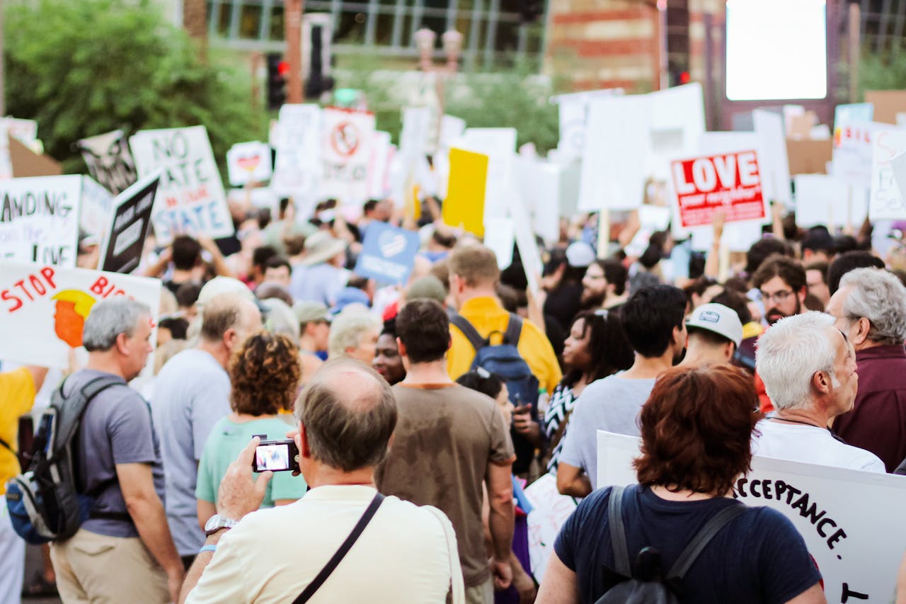 Protestors gather in a display of activism