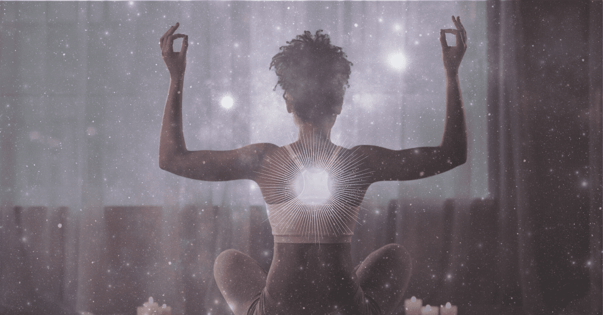 woman doing yoga with a hand mudra