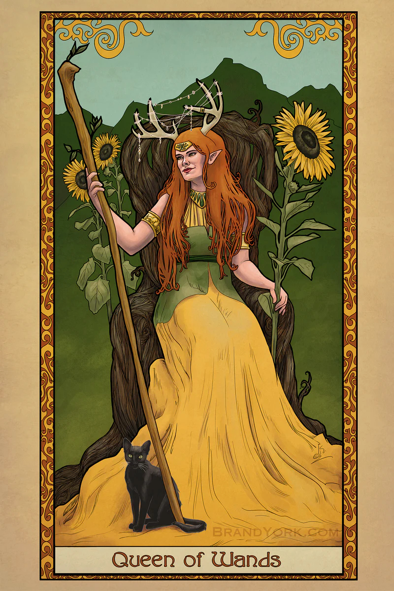 tarot card with the queen of wands