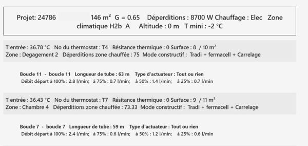Si vous avez commandé les thermostats, vous pourrez suivre le informations de réglage de débit et température