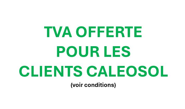 Remise de 20% pour les clients de Caleosol (pour l'achat de 60 m² de plancher ou plafond Caleosol ou 4 radiateurs réversibles) S'applique aussi à l'unité intérieure
