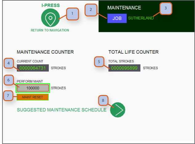 MAINTENANCE & LIFE COUNTER SCREEN 1