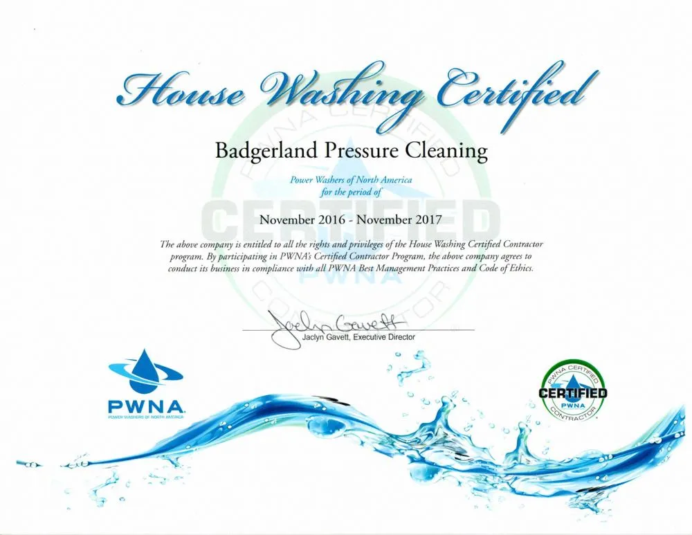 Certified for house washing