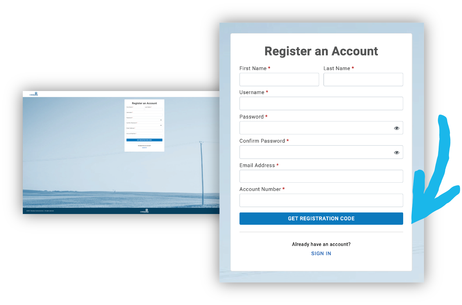 Register an Account Screenshot