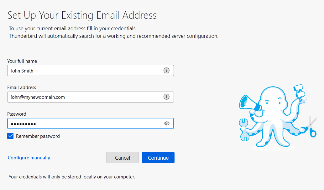 Thunderbird setup step 1