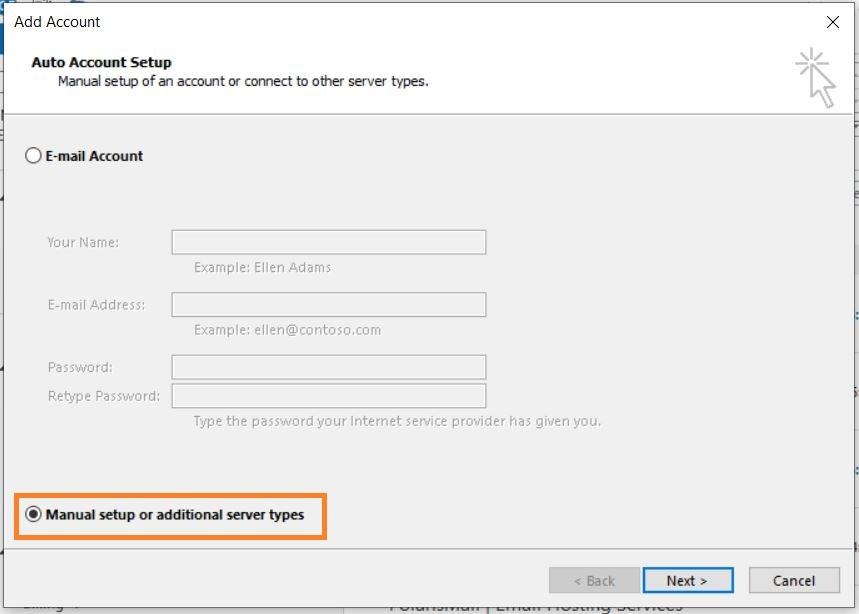 Outlook 2013 manual setup