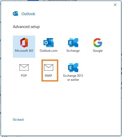 Outlook 365 choose IMAP