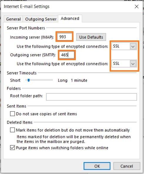 Outlook 2013 advanced settings