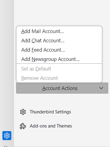 Thunderbird - Account Actions - Add Mail Account