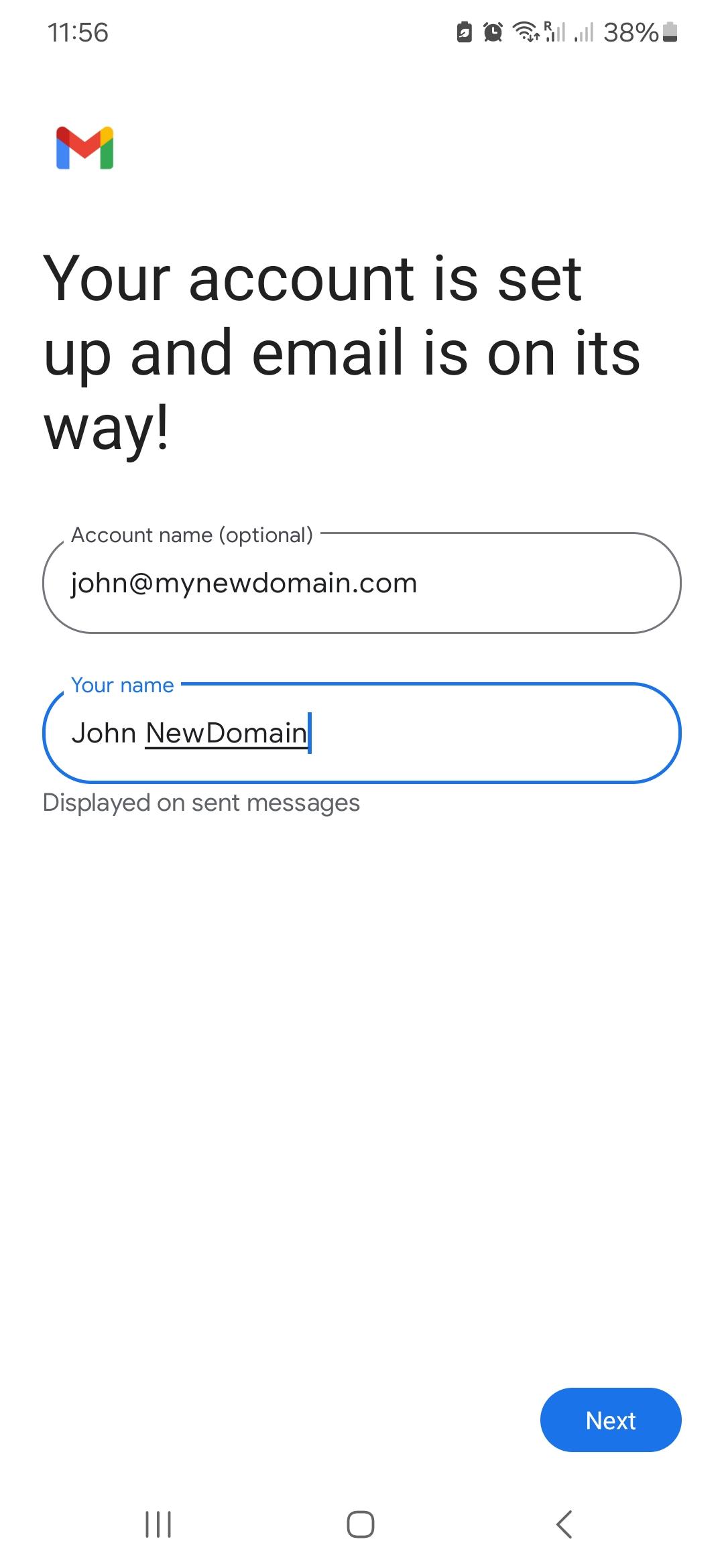Android email setup step 8
