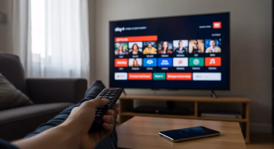 Pessoa controlando TV por assinatura com controle remoto