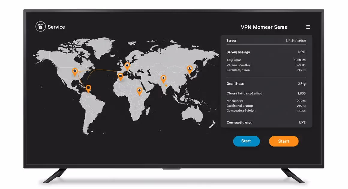 Mapa mundial exibindo localização de servidores VPN conectados.