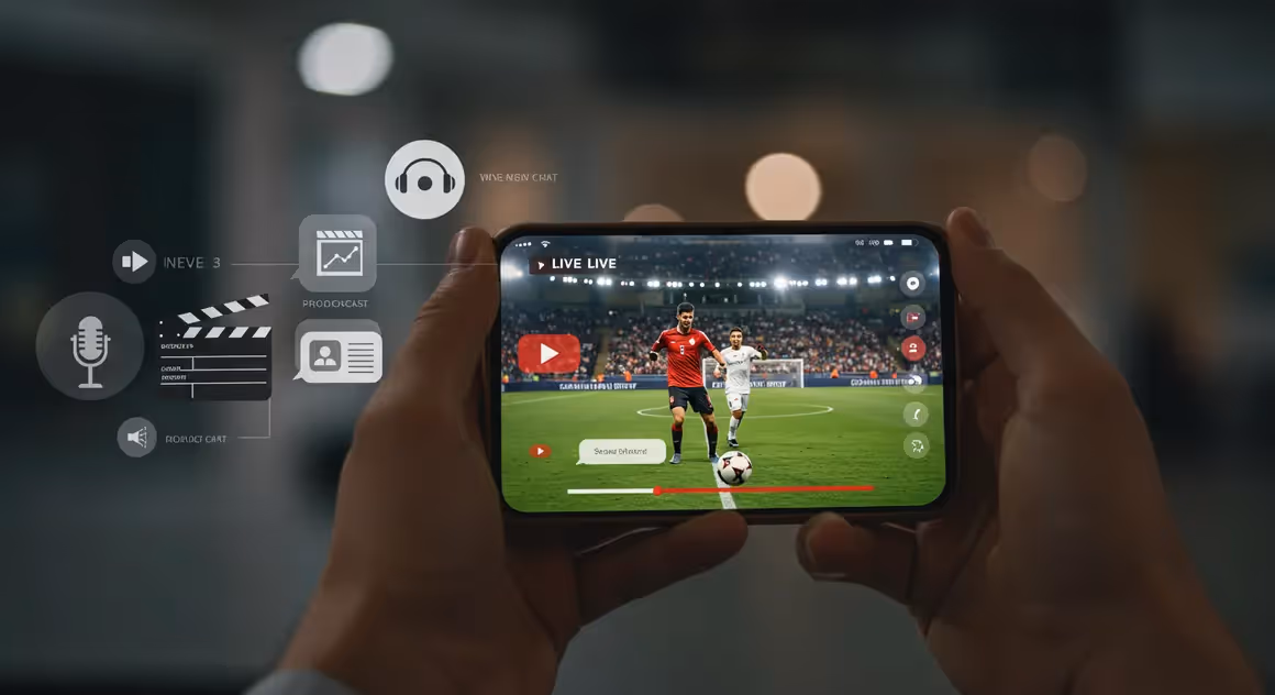 Pessoa assistindo futebol ao vivo pelo smartphone