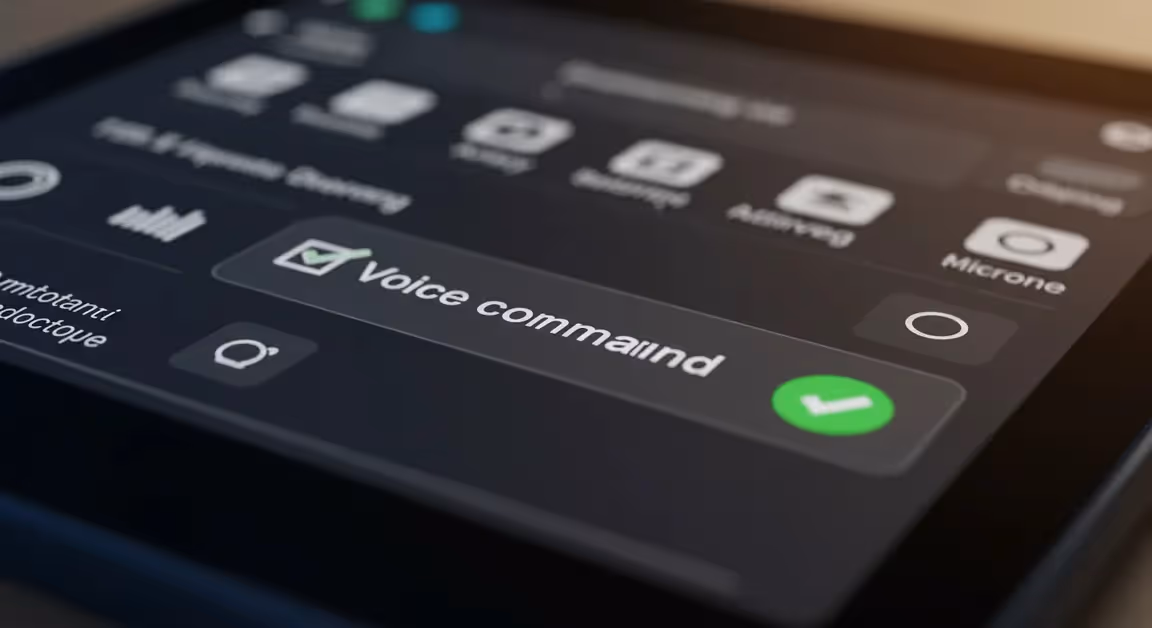 Tela de controle com comando de voz ativado