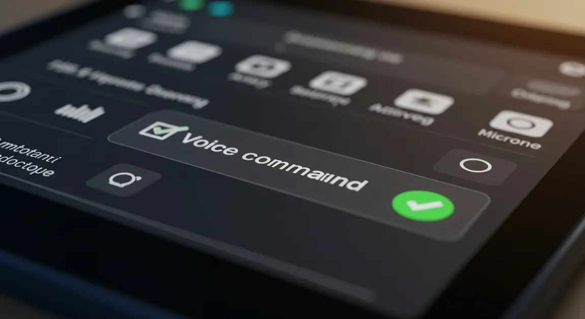 Tela de controle com comando de voz ativado