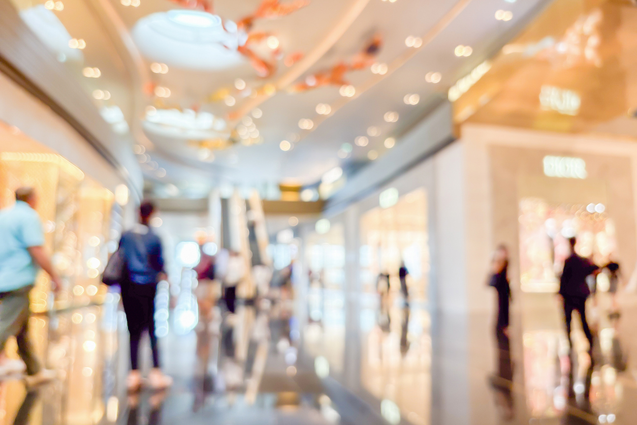 Specialty retail store interior with branded signage and product displays