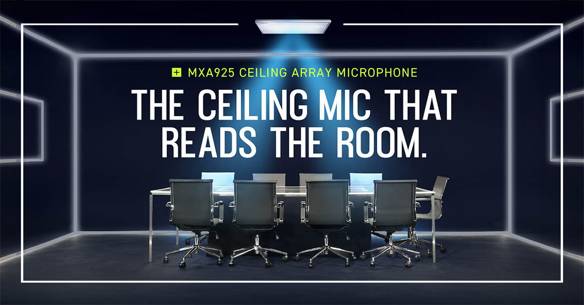 Shure introduces the Microflex® Advance MXA925:
Next-gen processing, AI-powered AEC