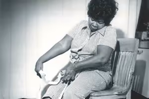 Arthritis Patient Uses Stocking Aid