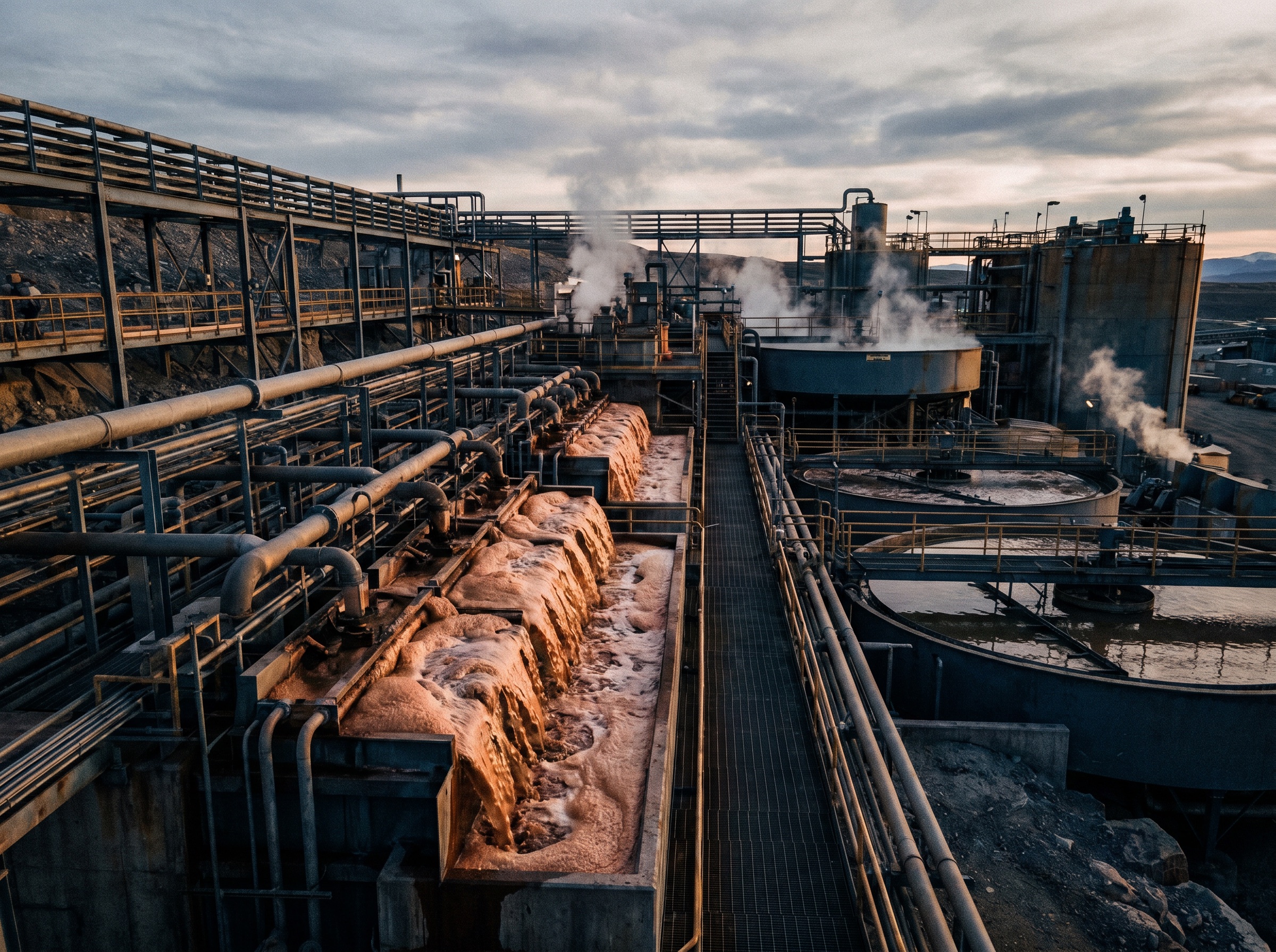 Mineral processing flotation circuit at a hard-rock mine