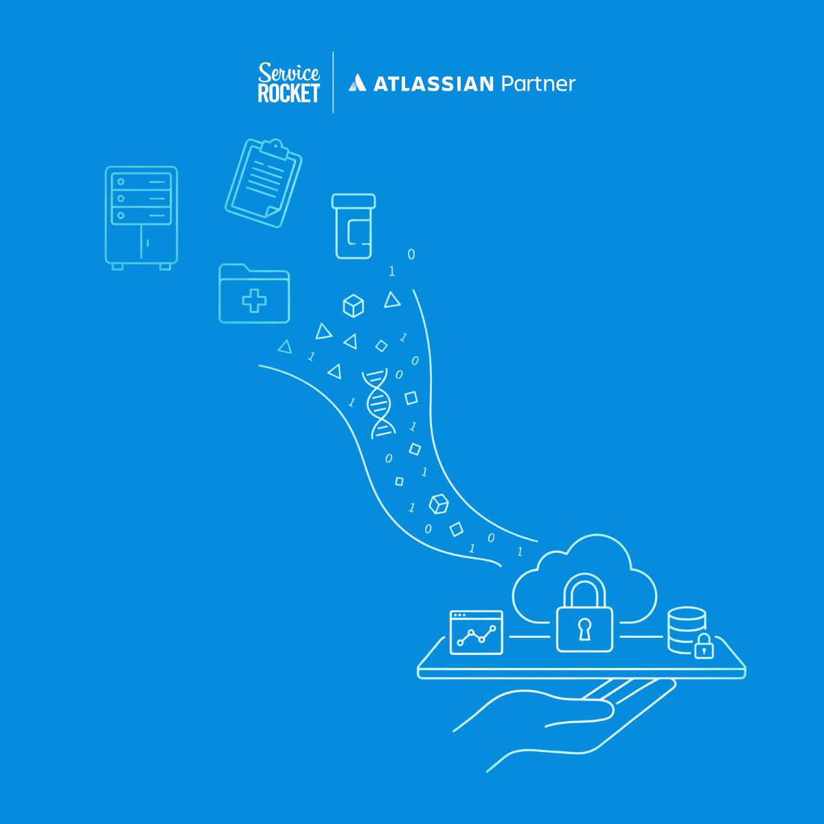 Atlassian Migration Case Study, Atlassian Platinum Solution Partner, HealthTech IT infrastructure, Cloud migration for healthcare, App rationalization, Jira Service Management cloud.