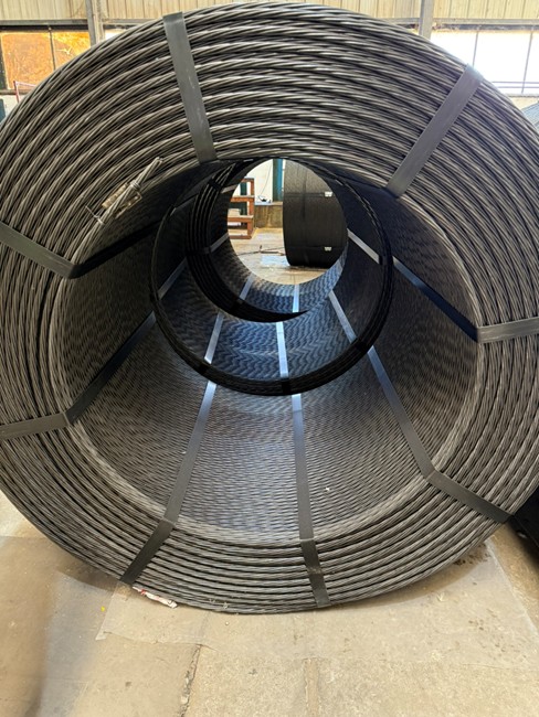 Prestressed strand from Megasteel shown coiled.