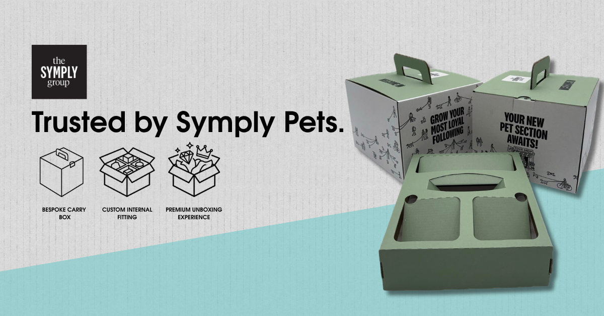 The Symply premium presentation box by The Box Factory, shown closed and open with its custom internal fitting