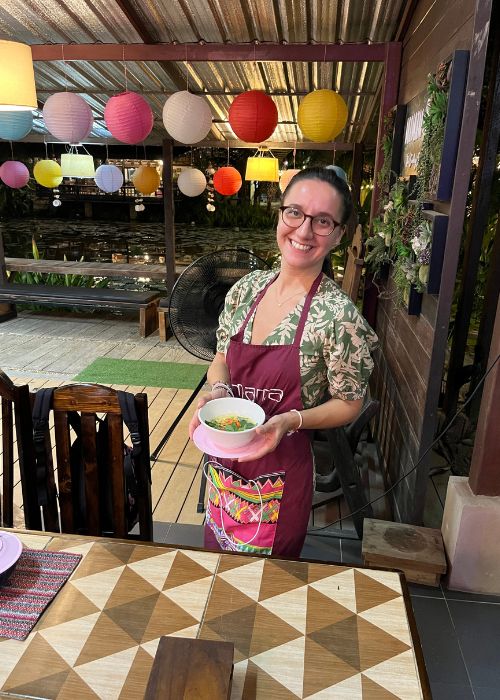 Diana at the Thai cooking class