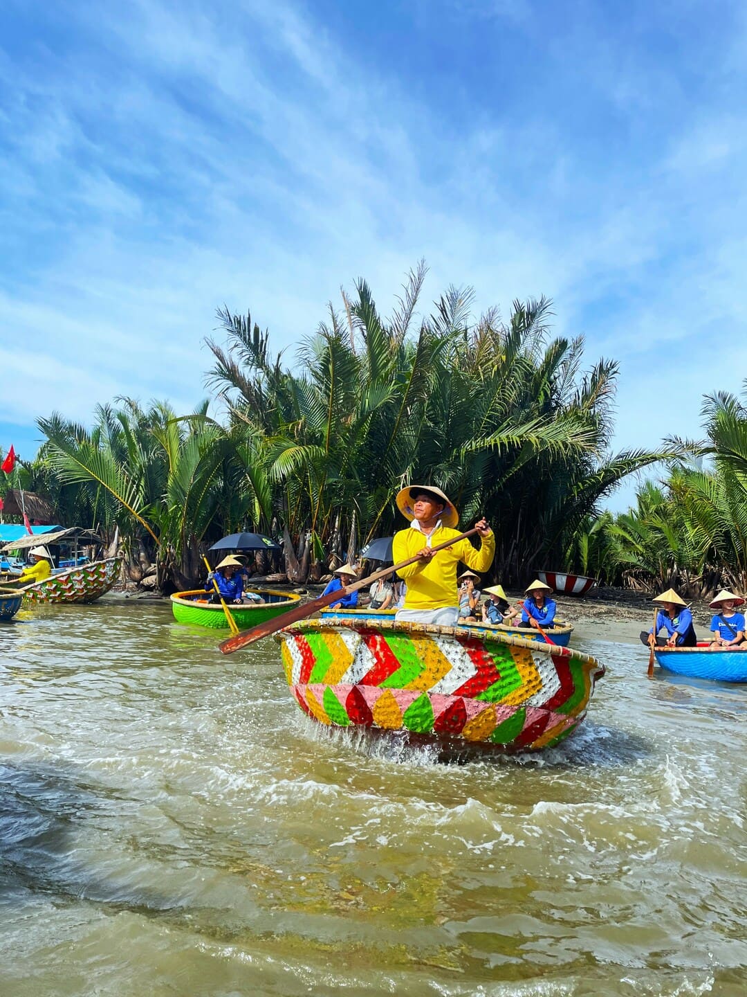 Basket boat ride through Cam Thanh Coconut Village near Hoi An, Vietnam.