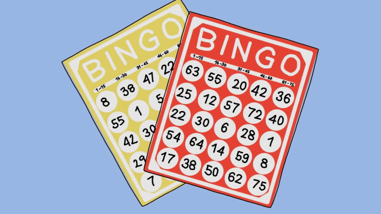 Bingo cards with numbered spaces on colorful game boards
