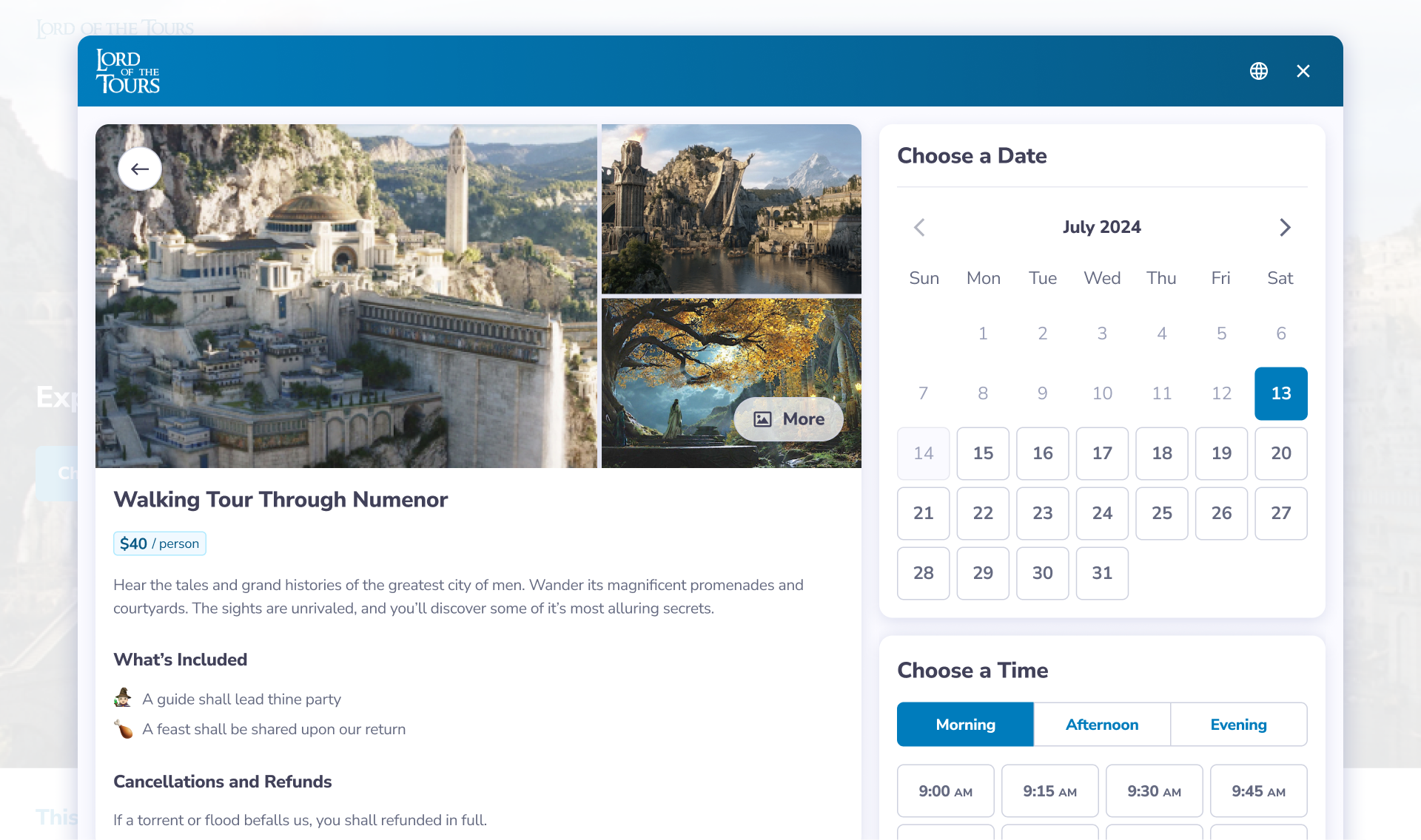 The final Booking Flow (step 1)