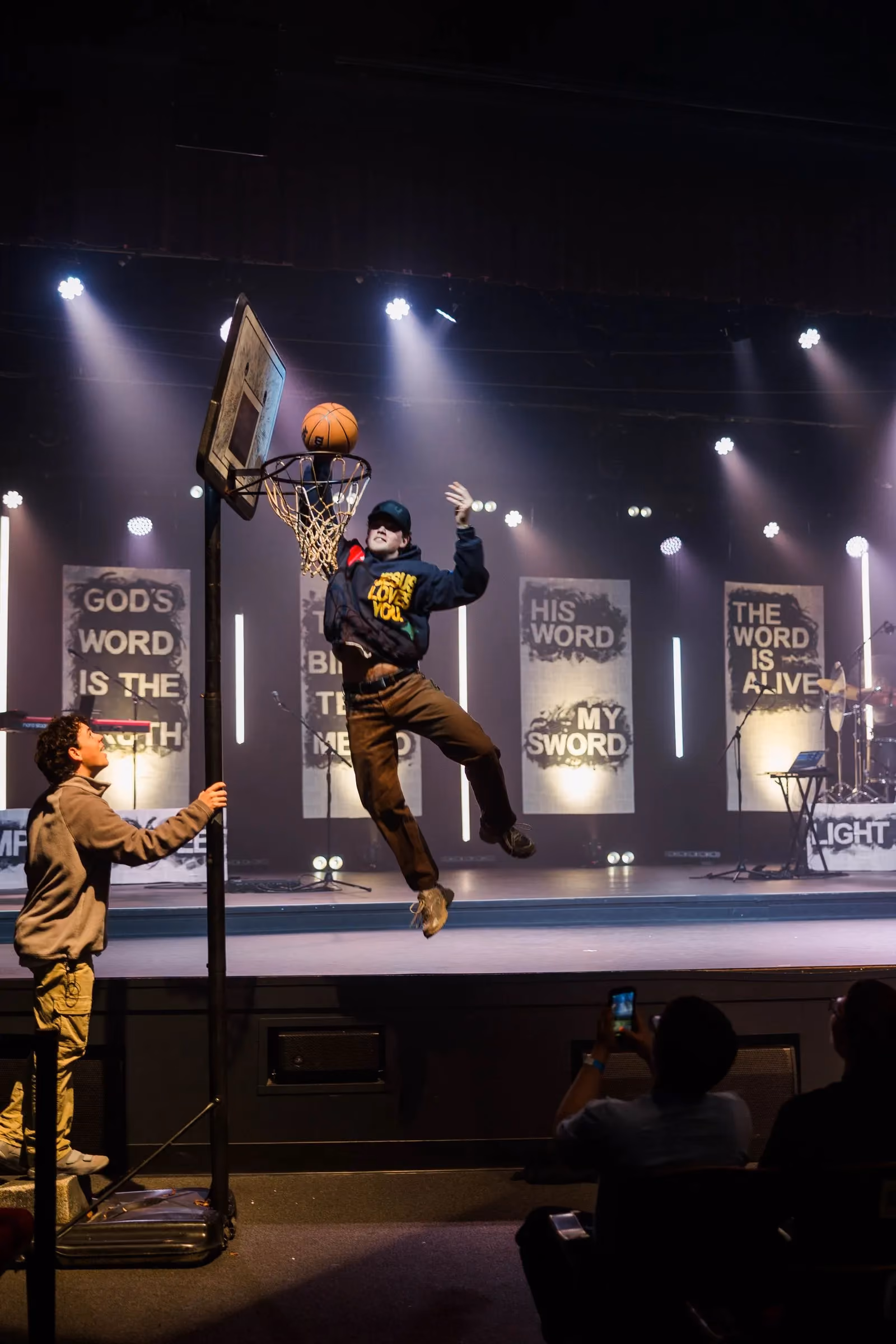 Students enjoying a basketball activity during CrossWalk Youth Conference 2025.