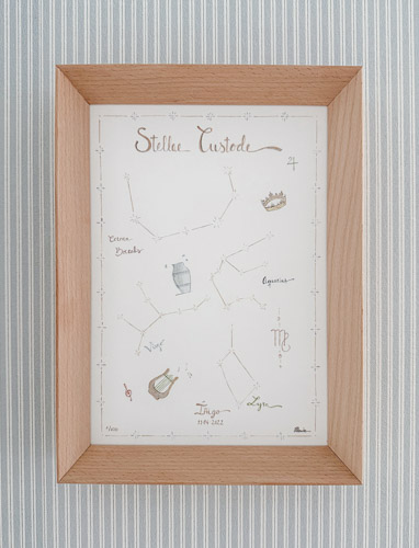 Lámina Estrellas Guardianas enmarcada en marco de madera