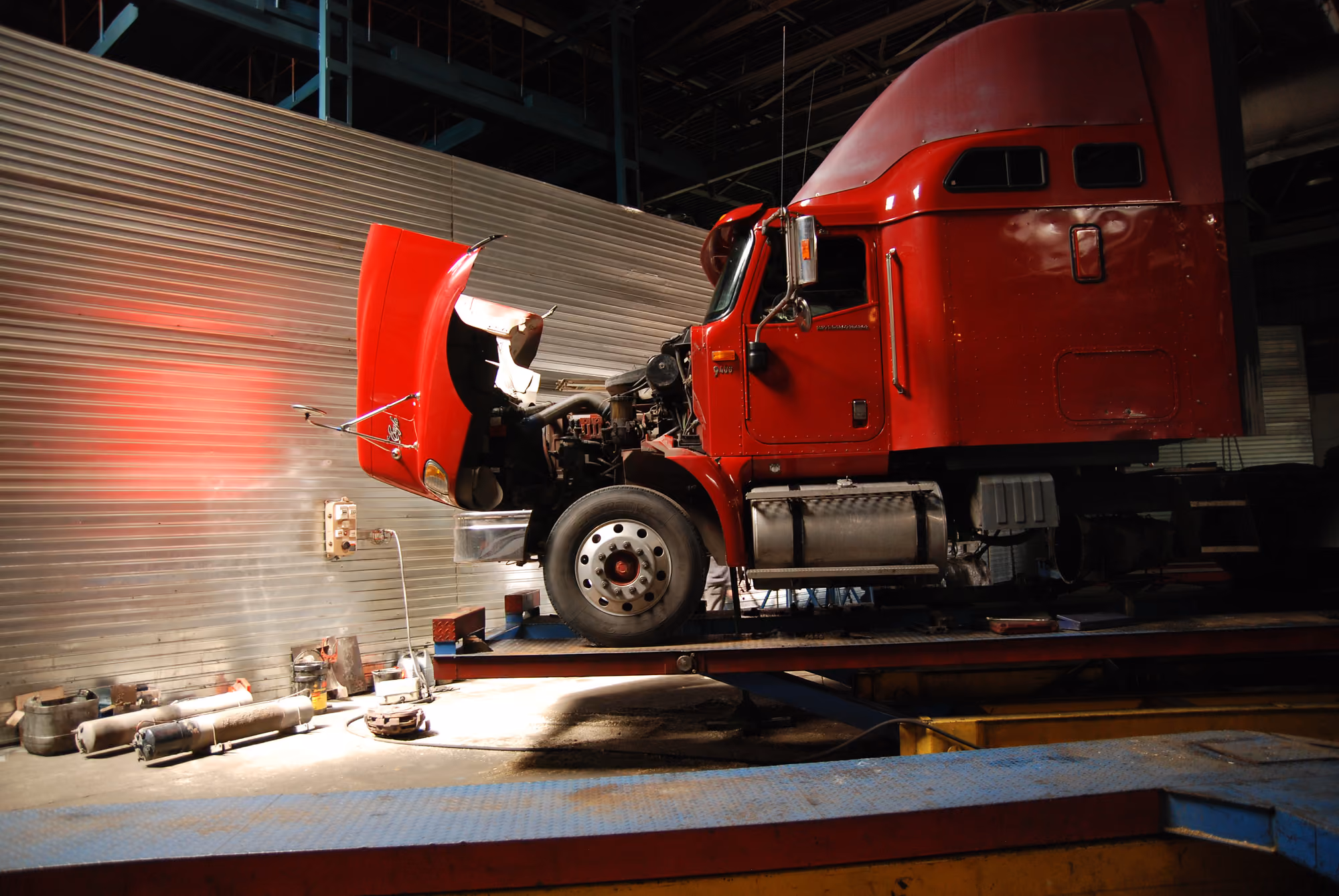 Truck getting repaired