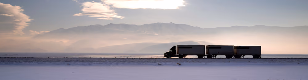 Truck driving in winter