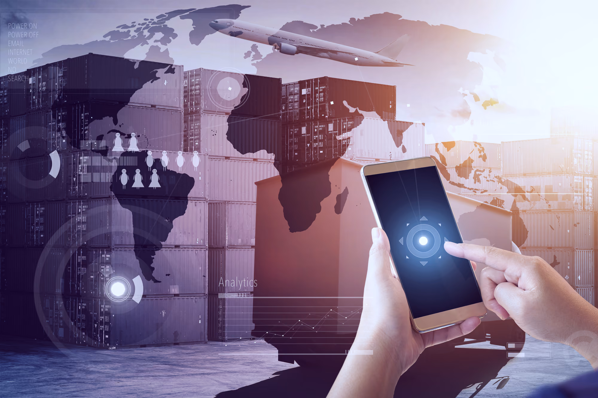 Smartphone being used with containers in background