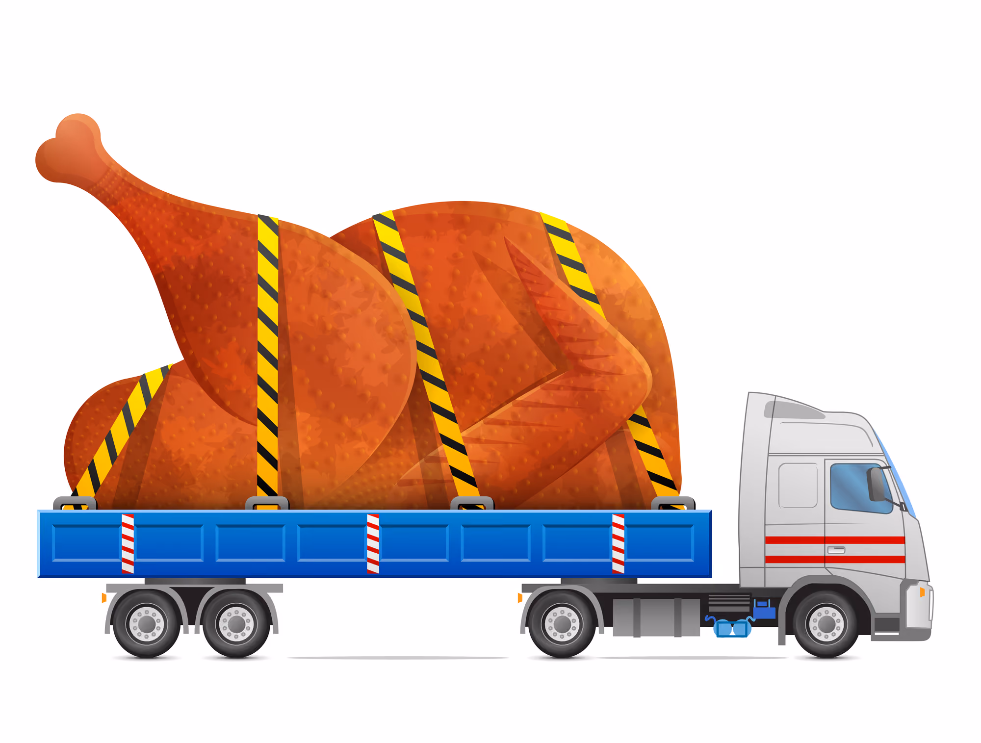 Um vector de um camião que transporta um peru gigante