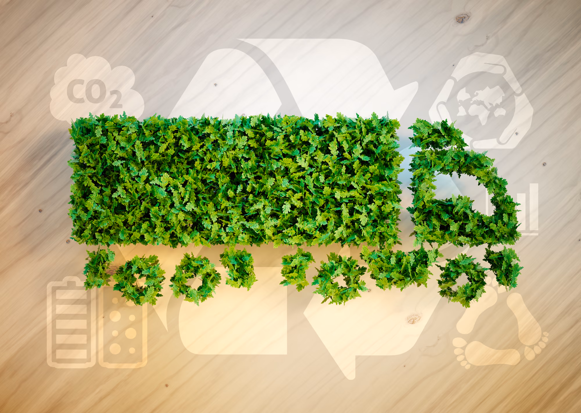 An artistic rendition of a green plant truck 