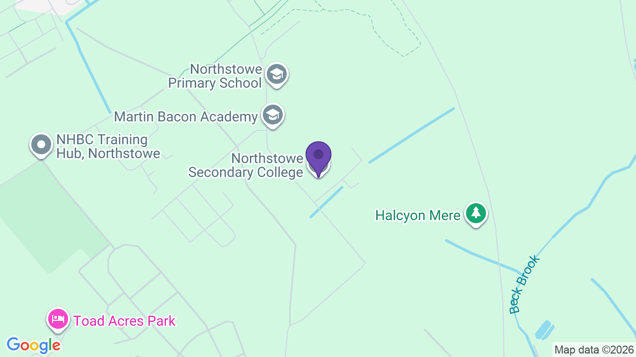 Map showing Northstowe Secondary College, Stirling Road, Northstowe CB24 1DJ