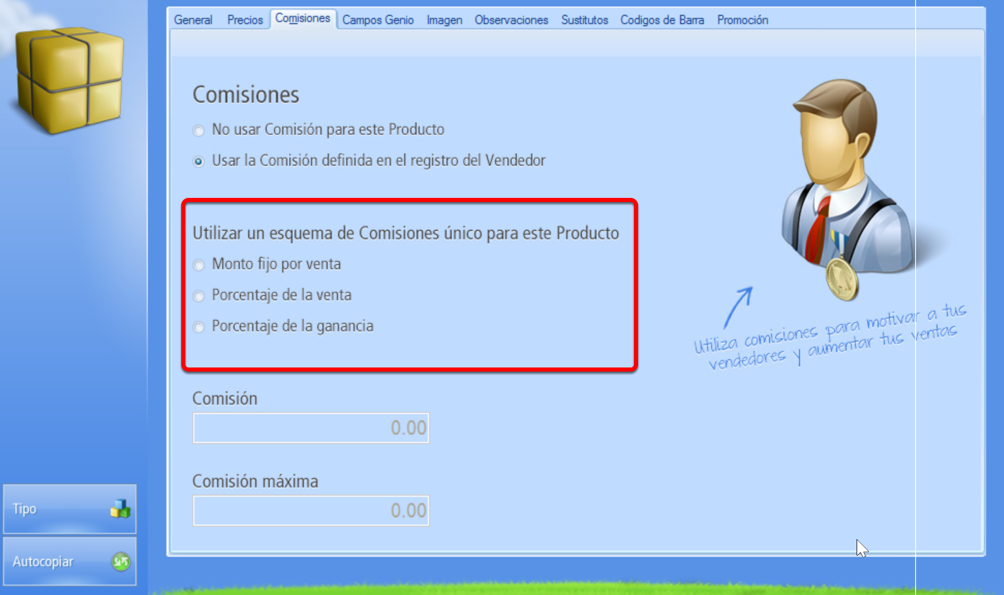 Esquema de comisión que otorga la venta de este Producto
