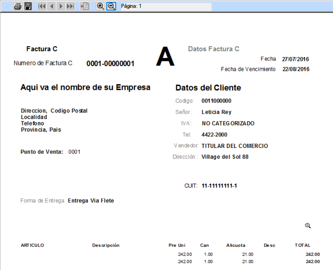 Ejemplo de formulario pre impreso