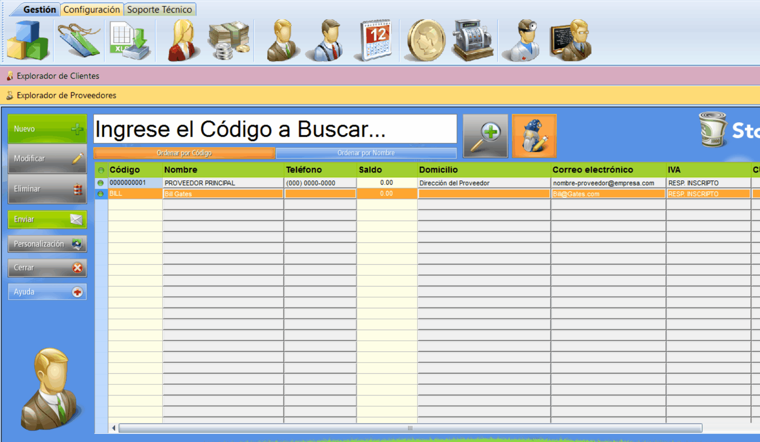 se envía desde dentro de los exploradores de clientes, proveedores y cuentas corrientes: