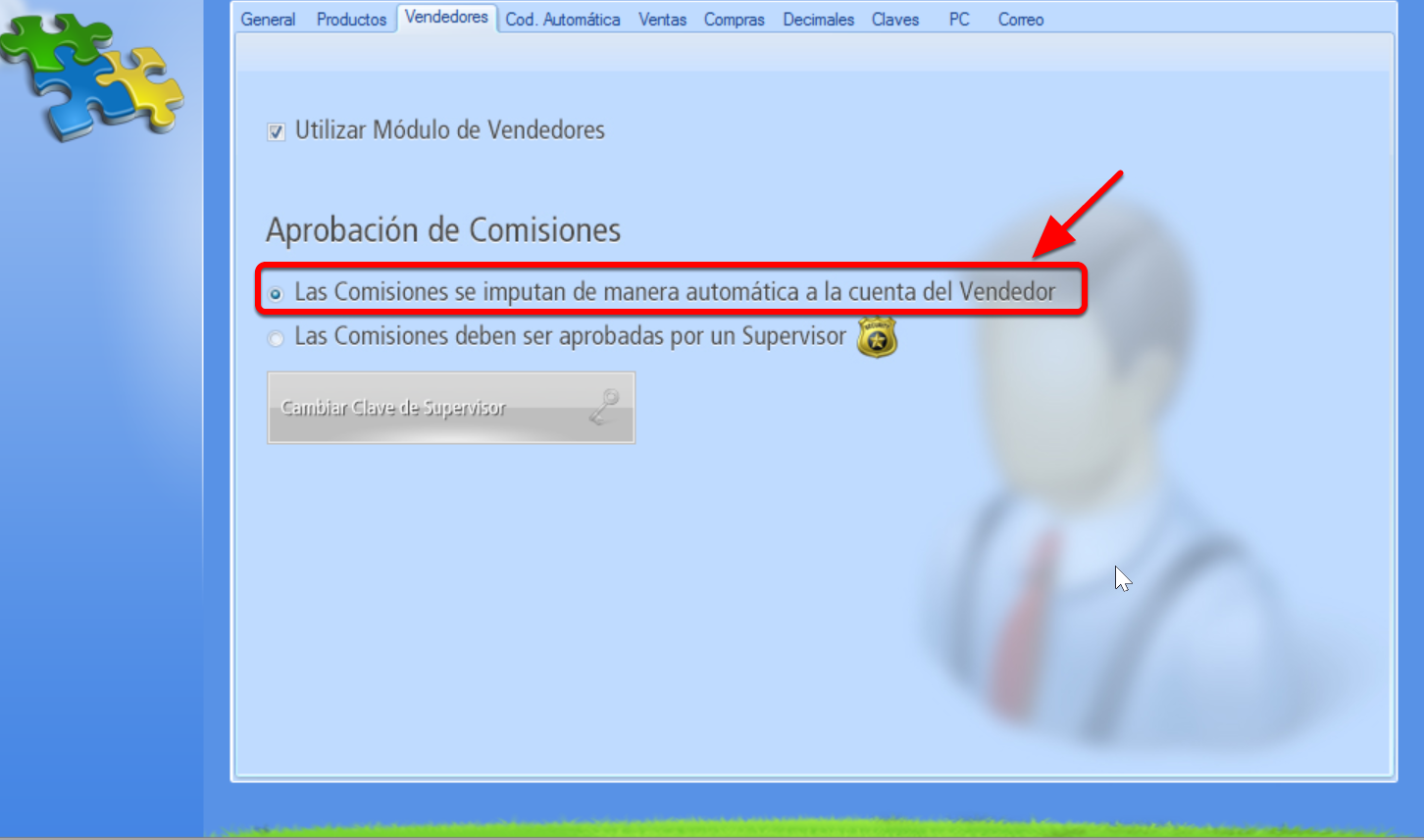 Elige el modo de asignación de comisiones