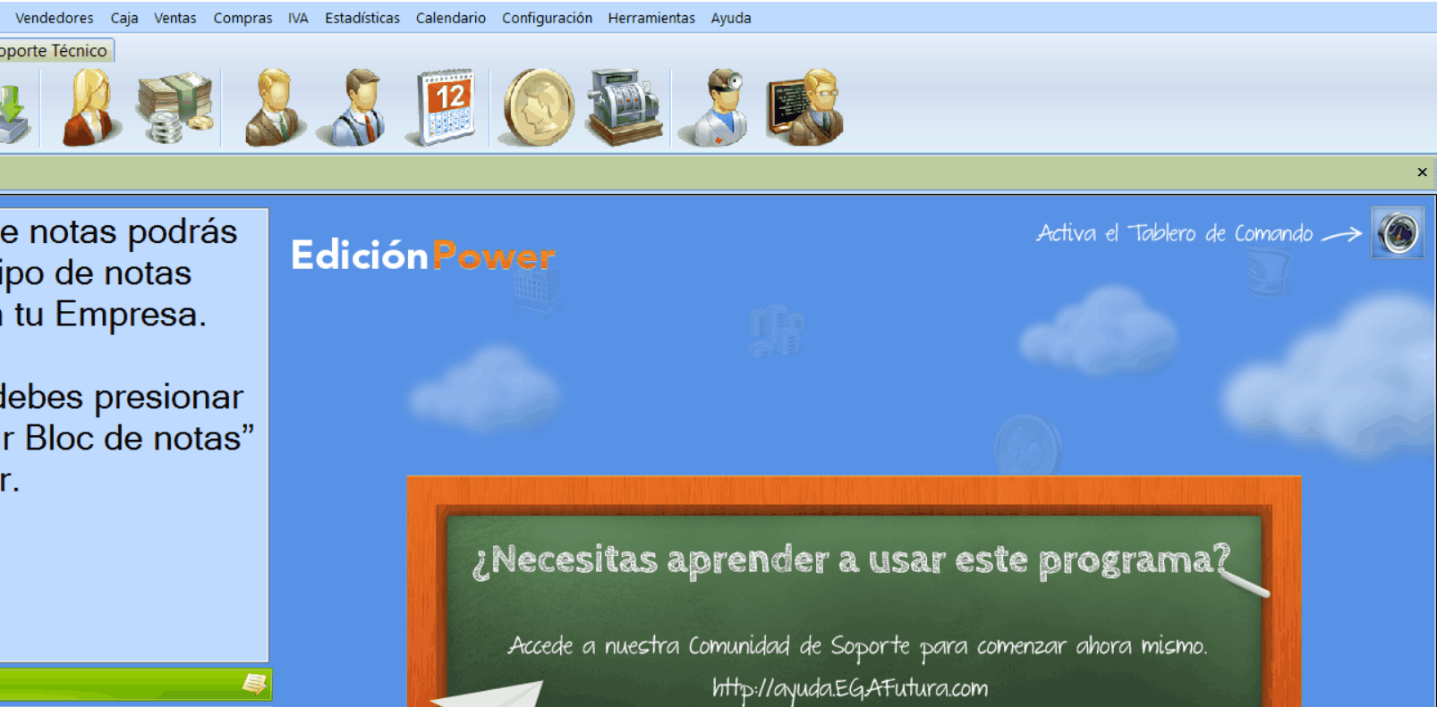 Activa el Tablero de Comando presionando el botón del reloj