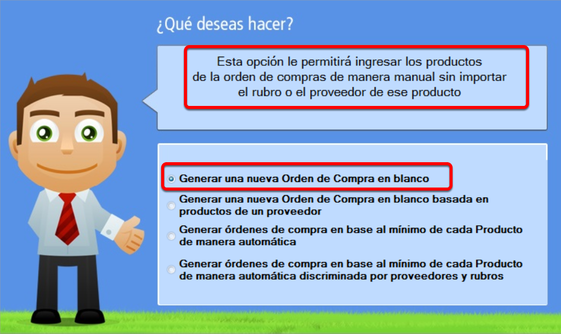 Generar Orden de compra en blanco
