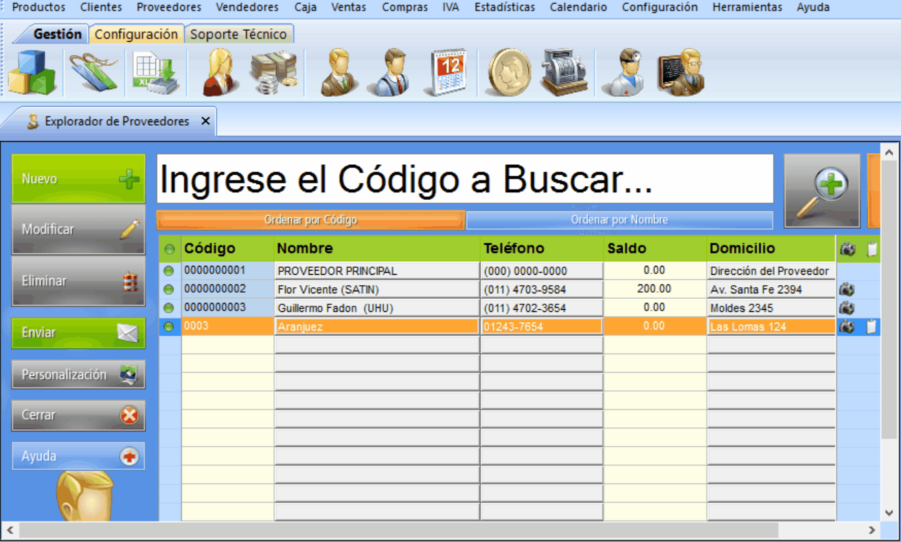 Modificar correo electrónico proveedor